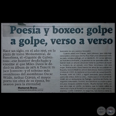 POESÍA Y BOXEO: GOLPE A GOLPE, VERSO A VERSO - Por MONTSERRAT ÁLVAREZ - Domingo, 12 de Junio de 2016